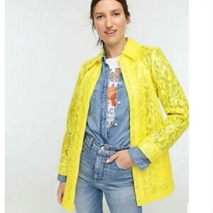 NWOT J. Crew Collection Yellow Coated Lace Jacket Coat Rain Spring Women’s XS